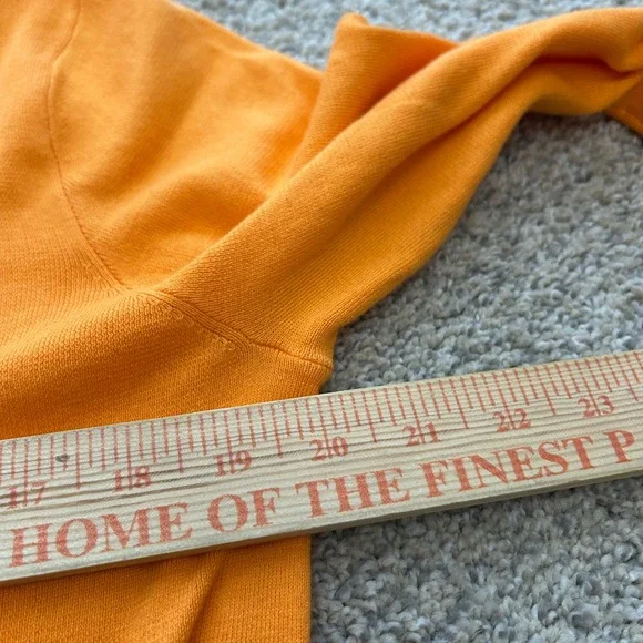 Polo Ralph Lauren V-Neck Sweater Small Orange Pima Cotton Blue Pony Logo - Picture 4 of 7